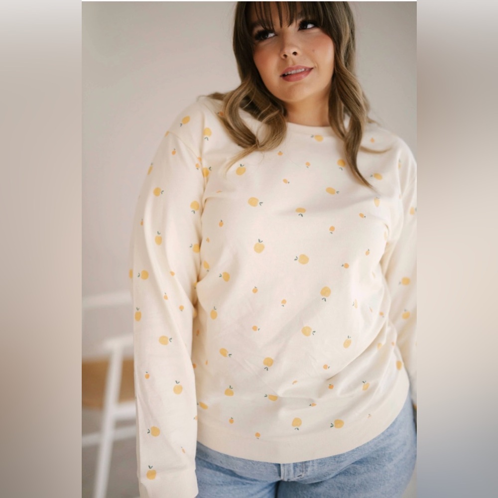 NWT Polished Prints Peachy Keen Organic Cotton Pullover Sweatshirt